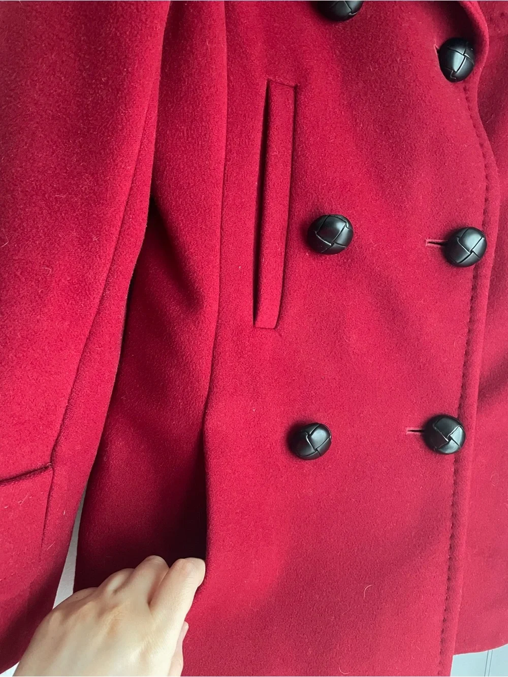 ARITZIA BABABTON Howell Red Pea Coat - Virgin Wool & Cashmere Blend - Picture 3 of 12